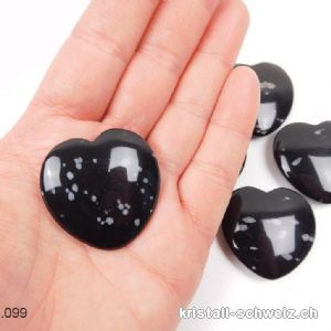 Herz Schneeflocken Obsidian flach 3,5 cm