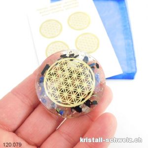 Set Thaler Orgonit u. Sticker Blume des Lebens. Sonderangebot