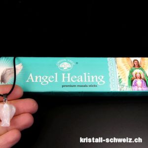 Set Räucherstäbchen Angel Healing u. Engel-Anhänger Rosenquarz