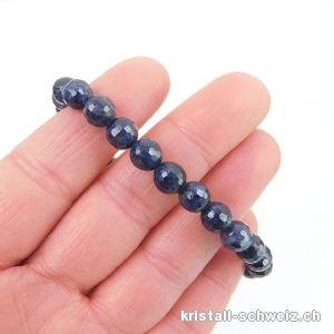 Armband Saphir blau facettiert 7 mm / 18 cm. Grösse M. Unikat