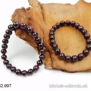 Armband Granat Almandin 8 mm / 17,5 - 18 cm. Gr. SM - M