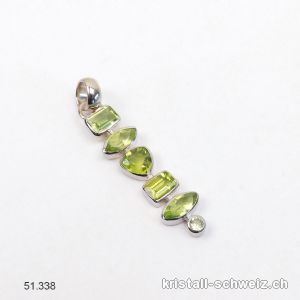 Anhänger Peridot - Olivin facettiert aus 925er Silber platiniert