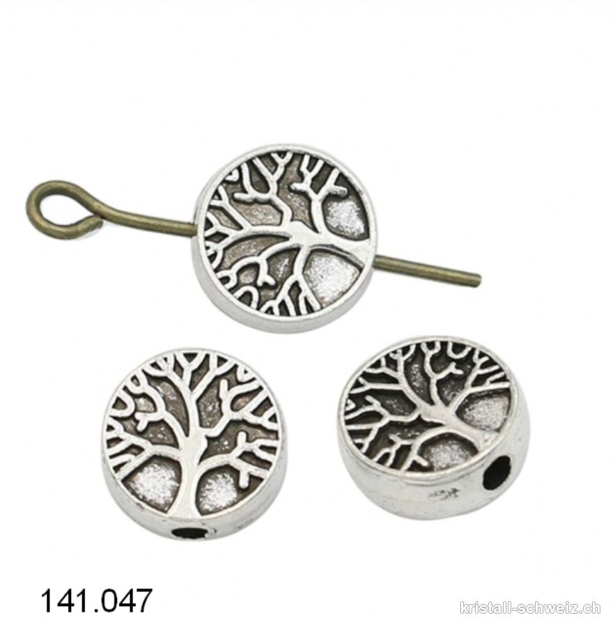 Zwischenteil Baum des Lebens aus Metall versilbert, Br. 9 x D. 3 mm. Sonderangebot