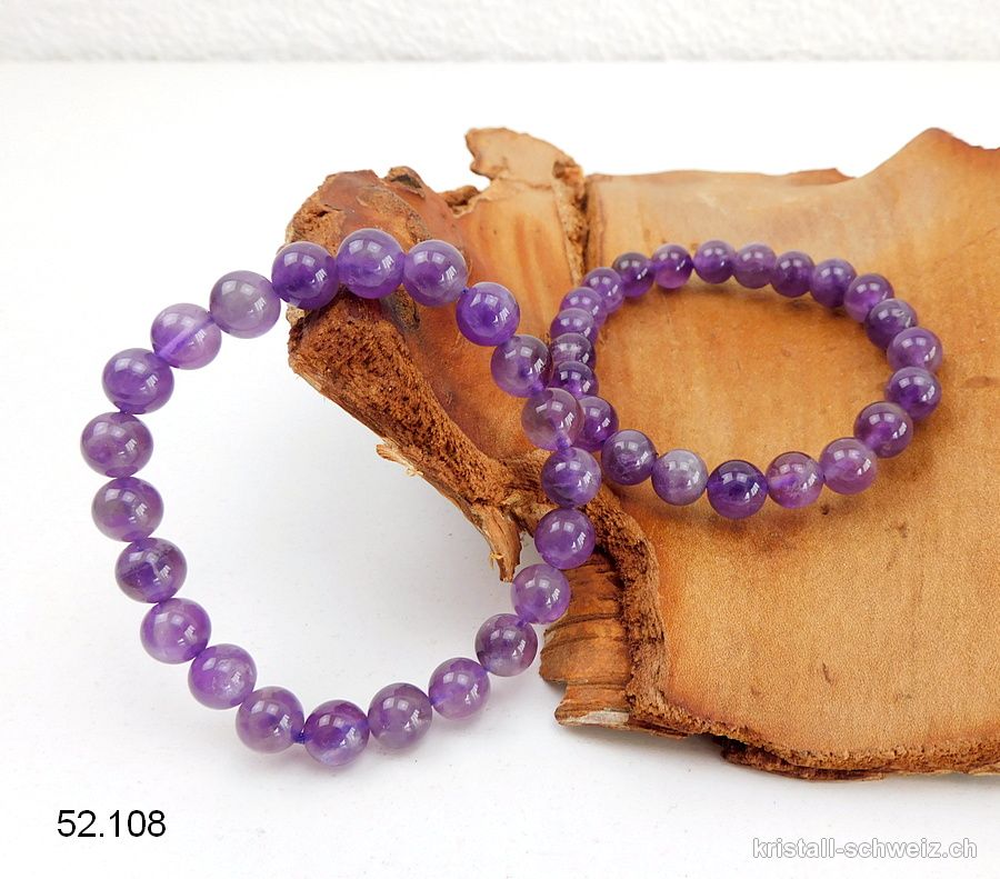 Armband Amethyst 8 - 8,5 mm / 19 cm. Gösse M-L