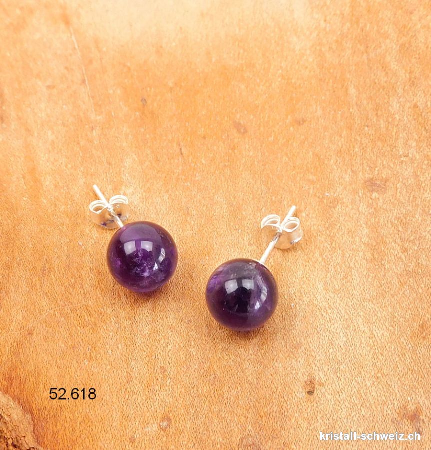 Ohrstecker Amethyst, Kugel 5 - 6 mm an 925 Silber. Sonderangebot