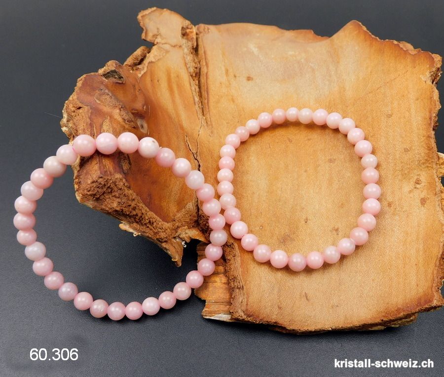 Armband Opal rosa - Andenopal 6 mm, elastisch 18 cm. Grösse M