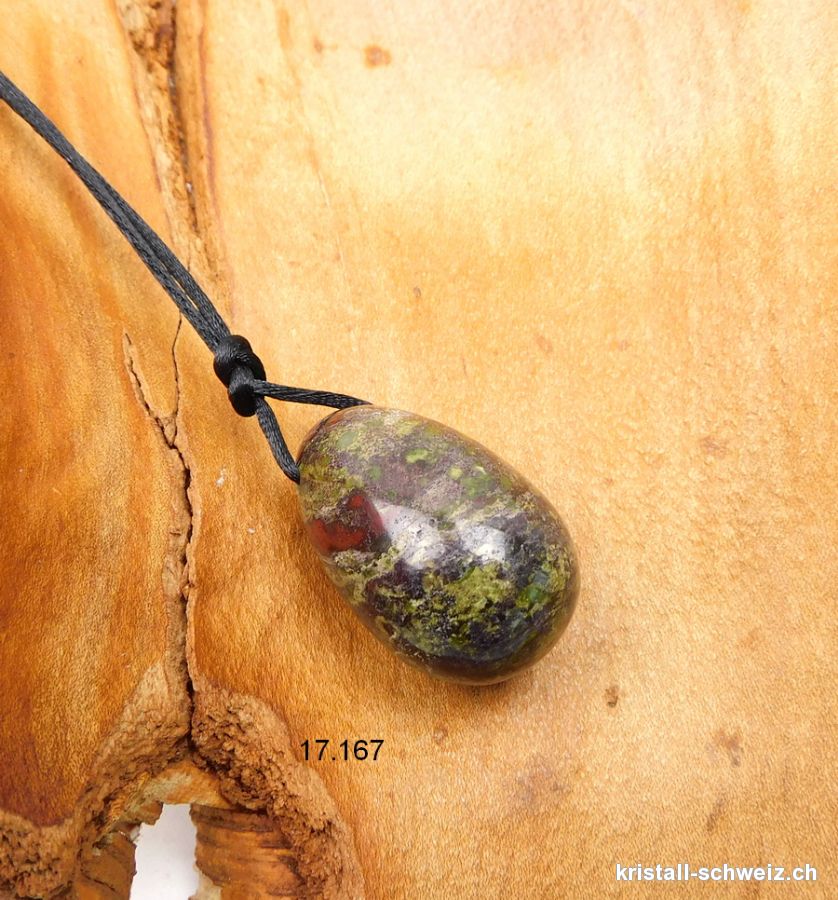 1 YONI Ei Drachen Jaspis - Dragon Stone 3 x 2 cm. Grösse S. GEBOHRT