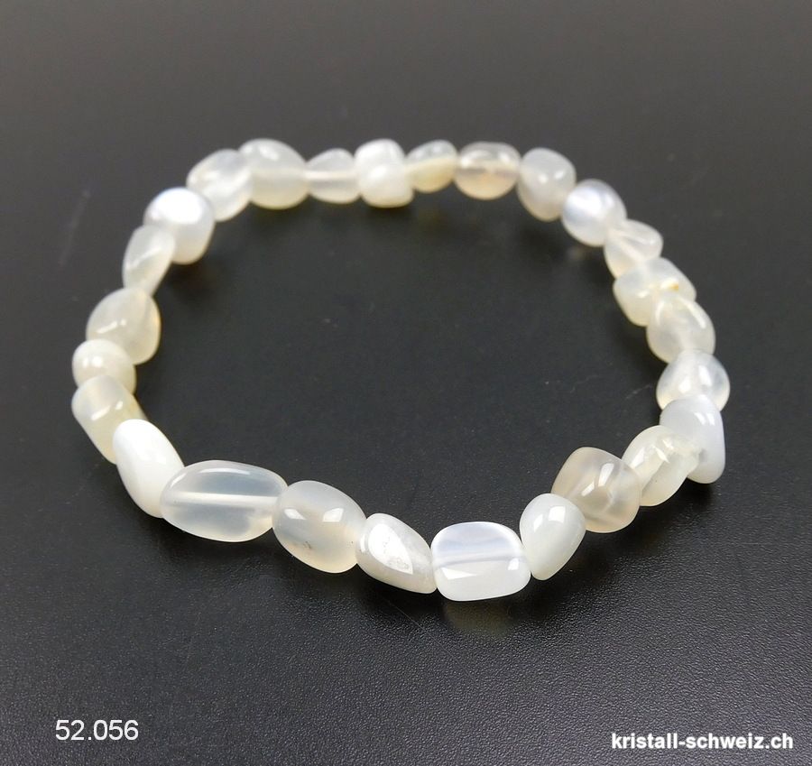 Armband Mondstein silber-creme, elastisch 17,5 cm. Grösse SM