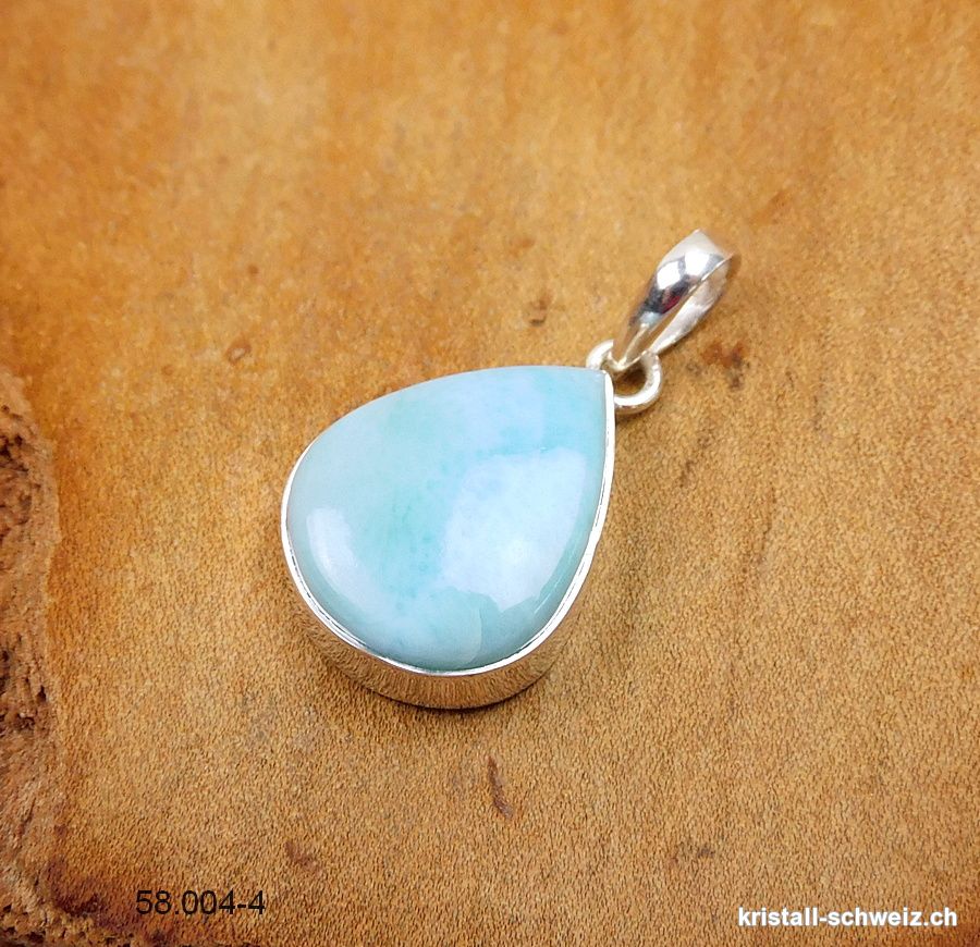 Anhänger Larimar 2 cm an Silberfassung. Unikat