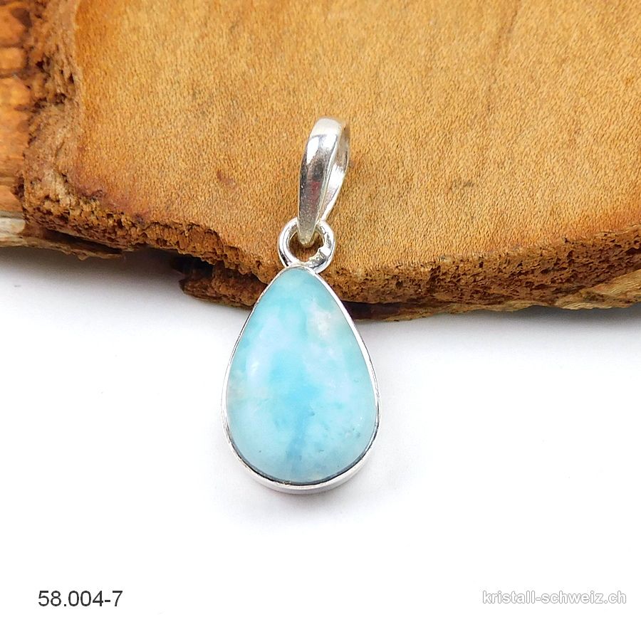 Anhänger Larimar 1,6 cm an Silberfassung. Unikat