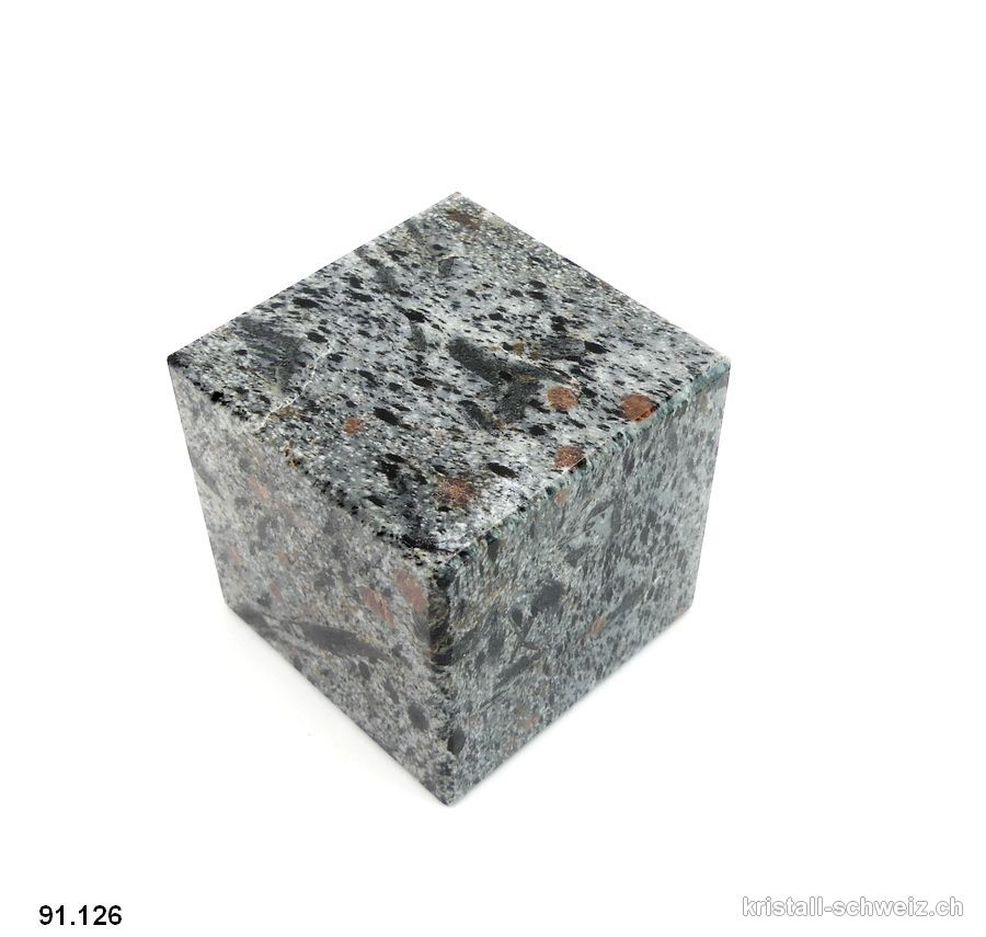 Granat Hornblende in Schiefer Matrix Schweiz, Würfel 5,2 x 5,2 cm. Unikat