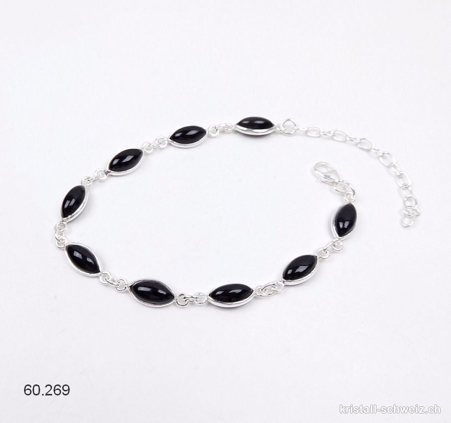 Armband Onyx schwarz aus 925 Silber. AA-Qual.