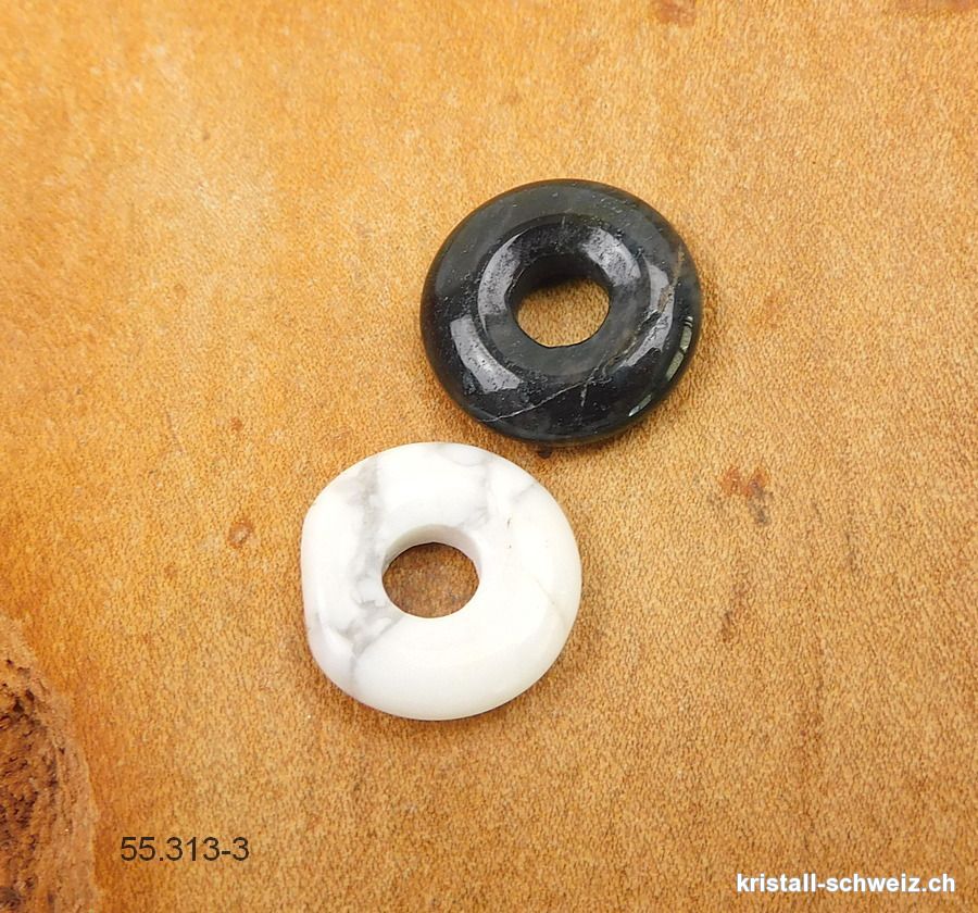 1 Onyx natur - 1 Magnesit, Donut 1,5 cm. Einzellos. Sonderangebot