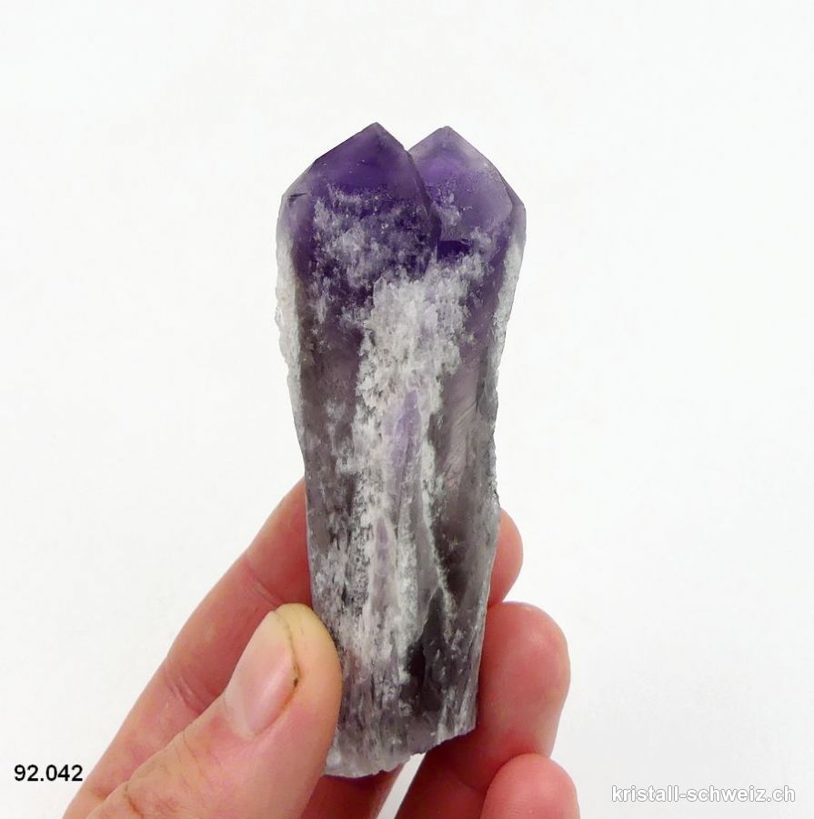 Amethyst Doppel Rohspitze, 8,2 cm. Unikat