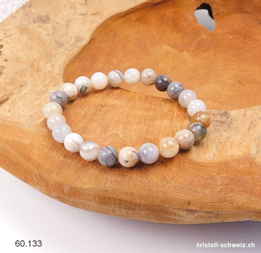 Armband Achat natur bunt 8,5 mm / 18,5 - 19 cm