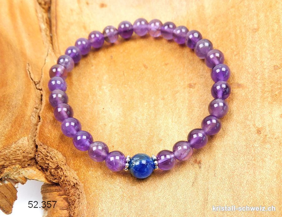 Armband Amethyst - Kyanit blau 6 mm / 18,5 cm