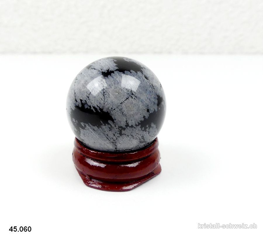 Kugel Obsidian Schneeflocken aus Mexiko Ø 3,1 cm. Einzelstück