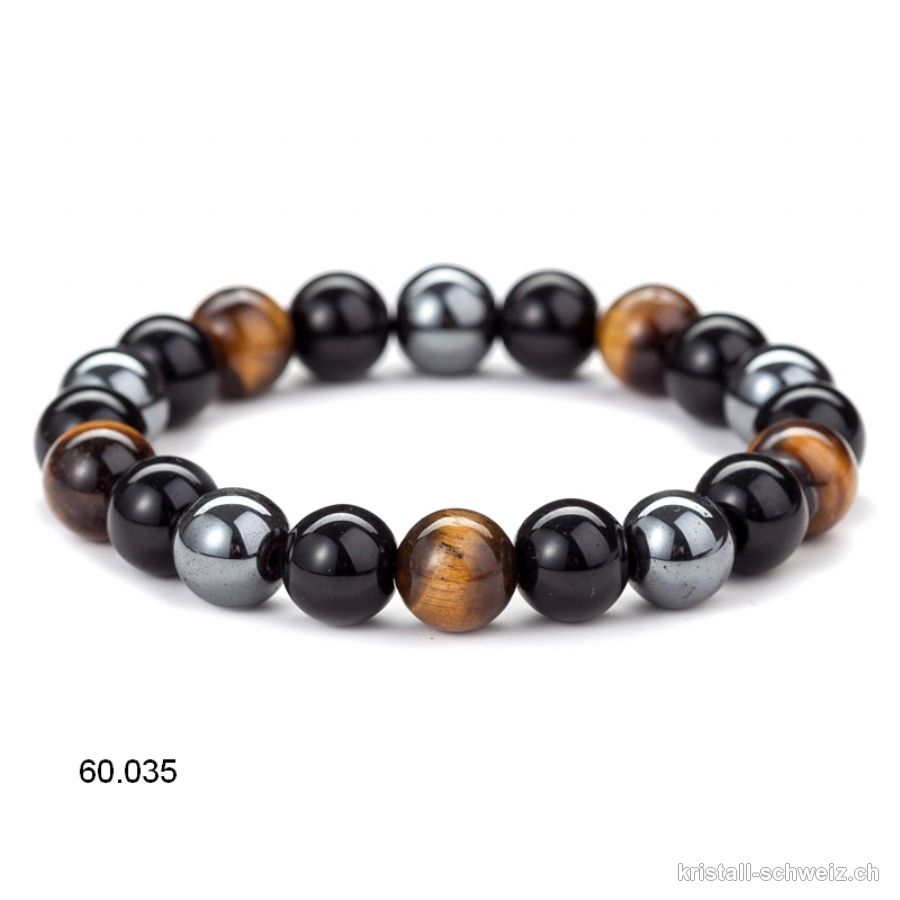 Armband Tigerauge-Hämatit-Obsidian 10 mm/19,5 - 20 cm