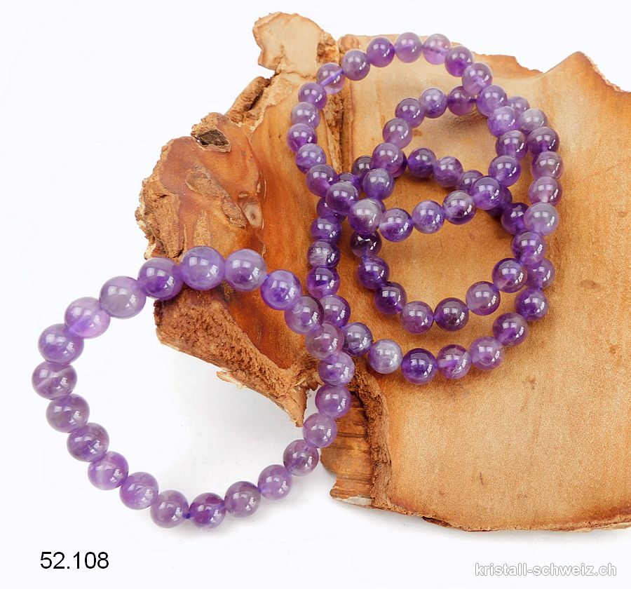 Armband Amethyst 8 - 8,5 mm / 19 cm. Gösse M-L