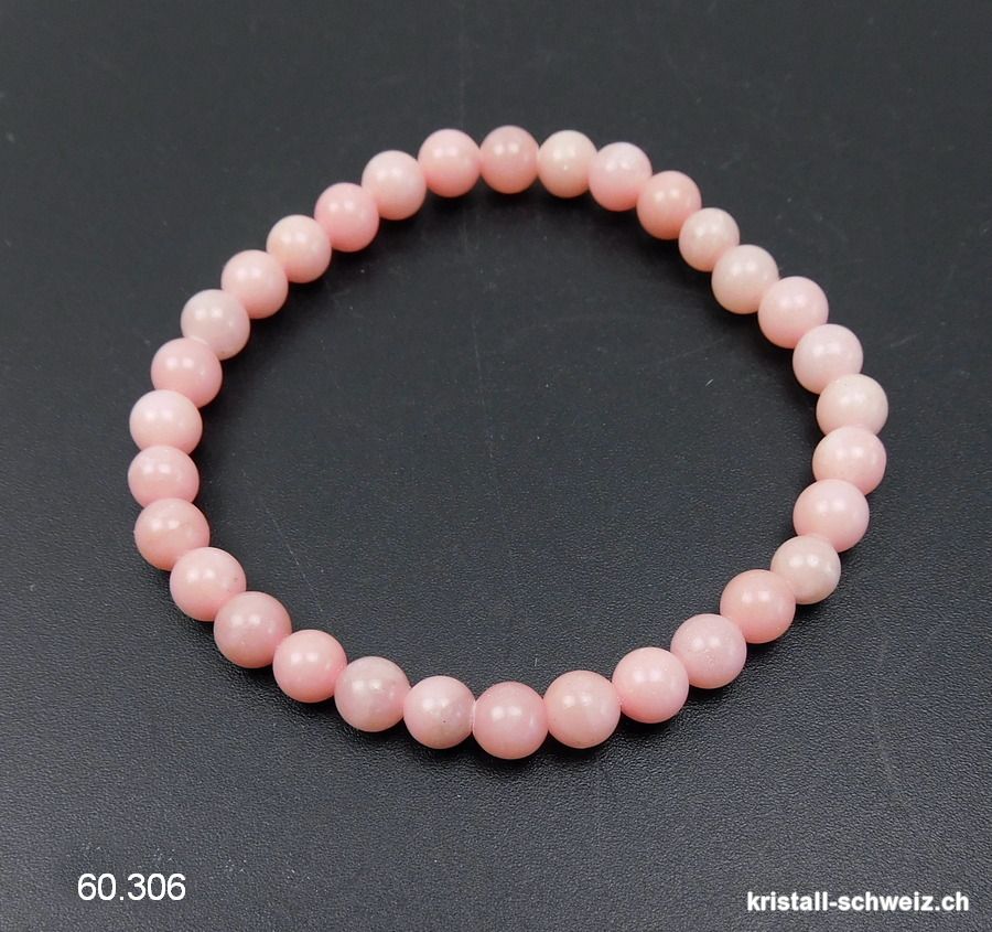 Armband Opal rosa - Andenopal 6 mm, elastisch 18 cm. Grösse M