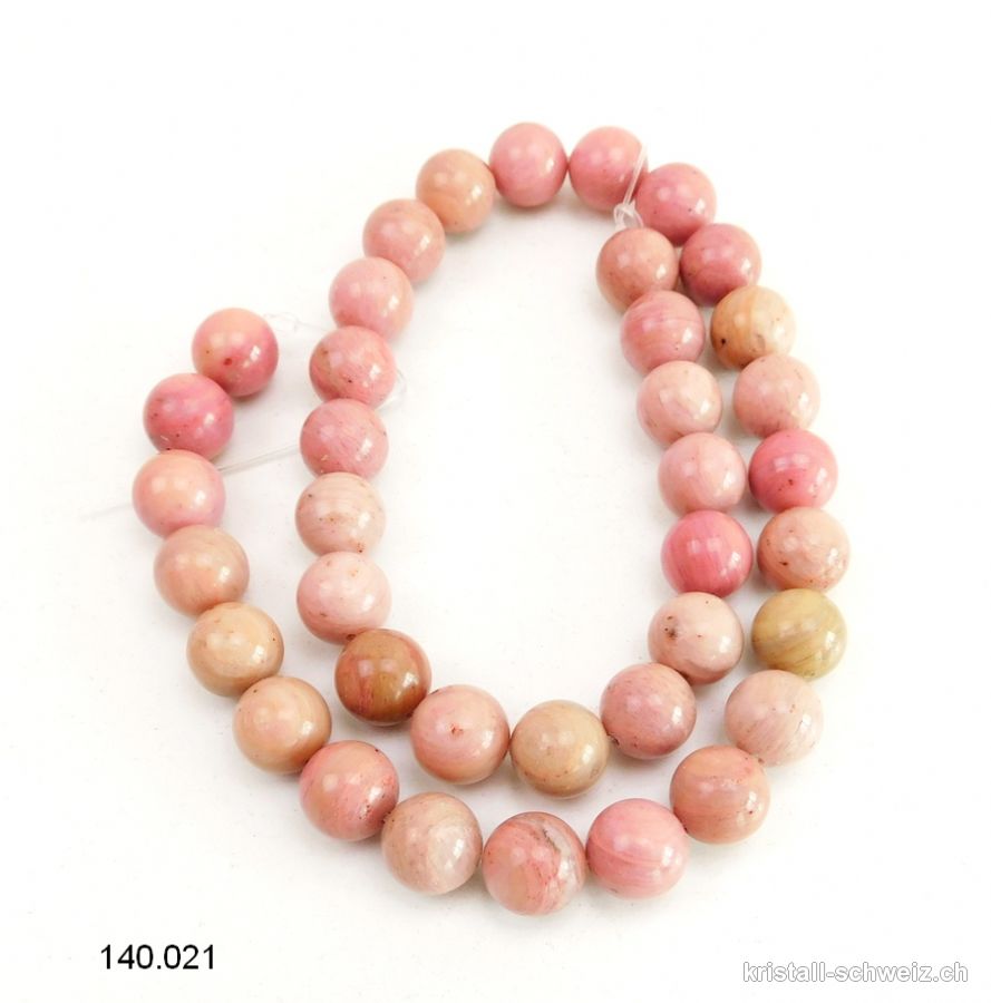 Strang Rhodonit rosa - beige 10 - 10,5 mm / 36 cm, ca. 38 Kugeln. Sonderangebot