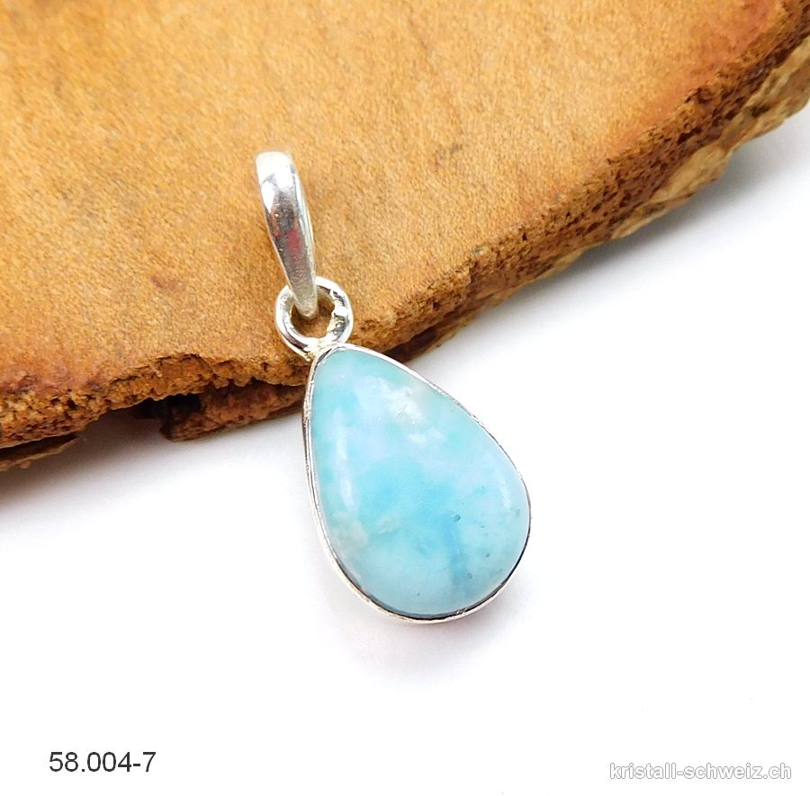 Anhänger Larimar 1,6 cm an Silberfassung. Unikat