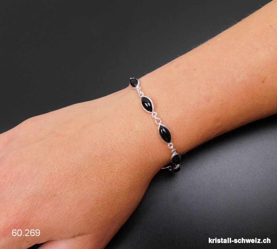 Armband Onyx schwarz aus 925 Silber. AA-Qual.