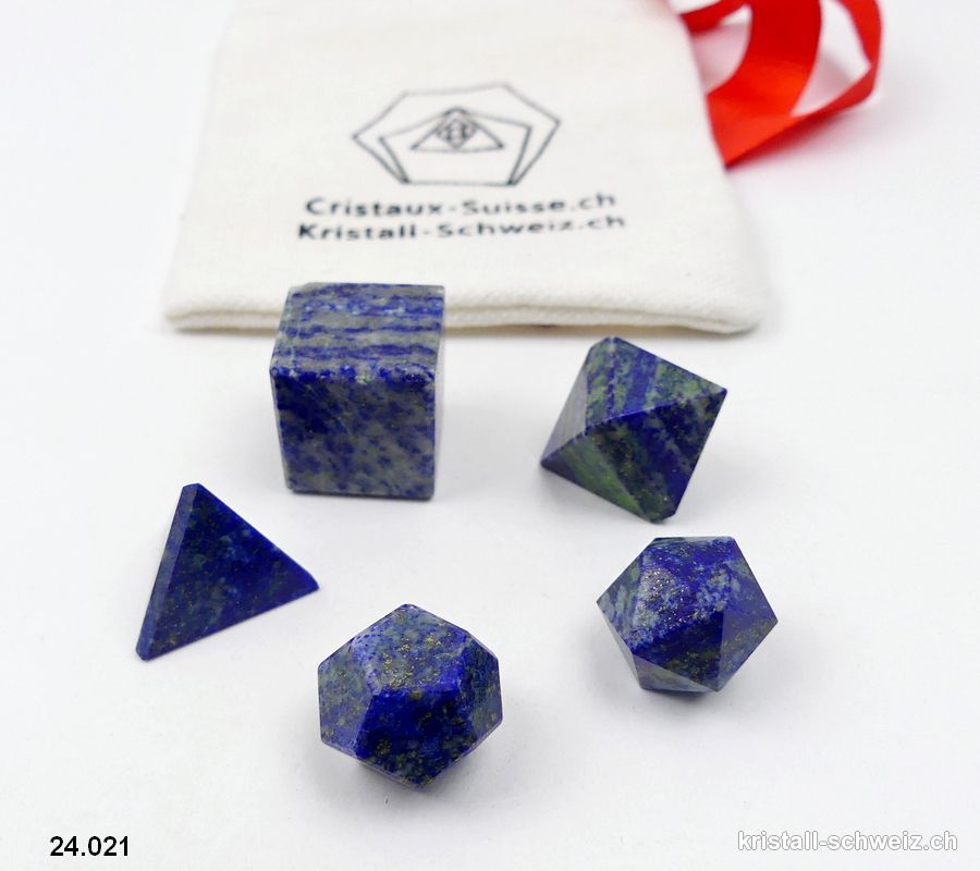 5 platonische Körper Lapislazuli. Unikat 