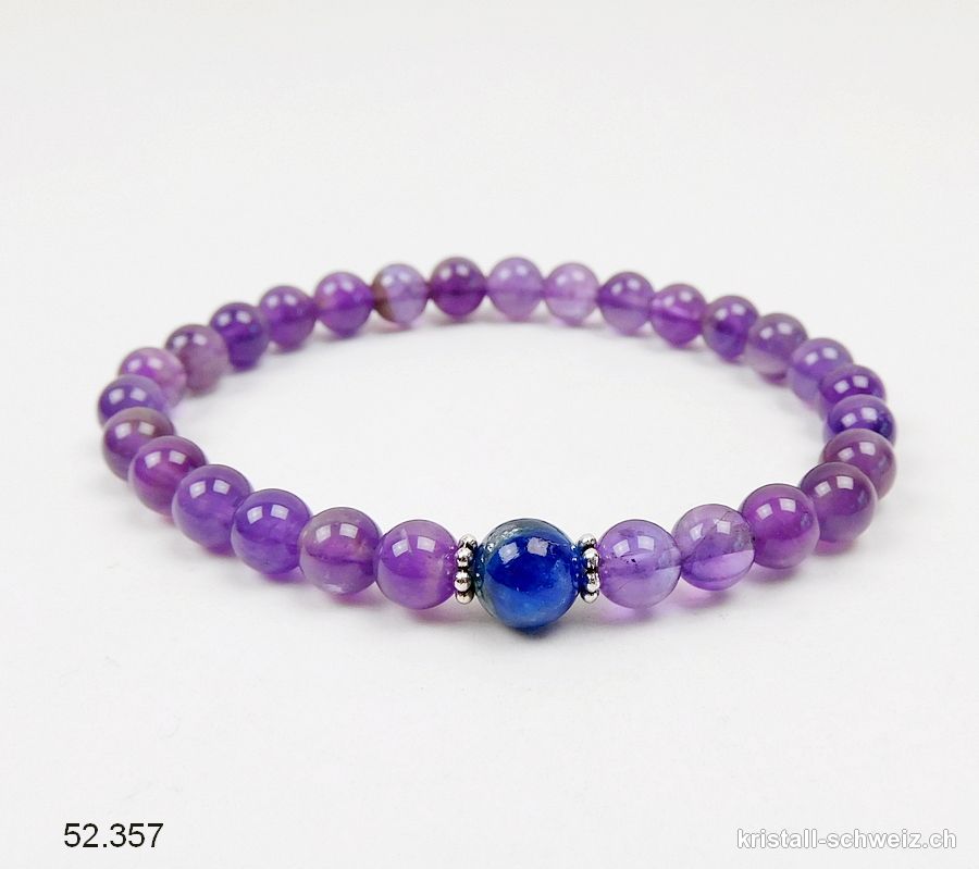 Armband Amethyst - Kyanit blau 6 mm / 18,5 cm