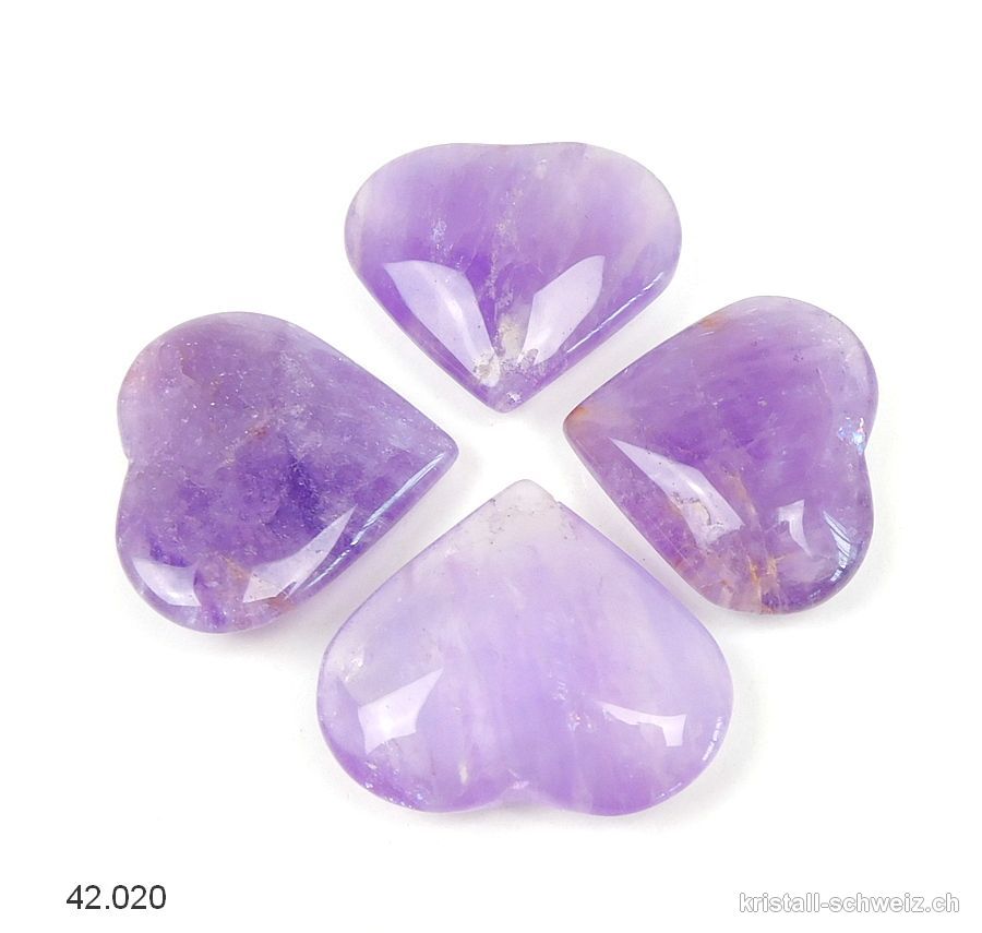 Herz Amethyst hell aus Brasilien 3,5 x 3 cm