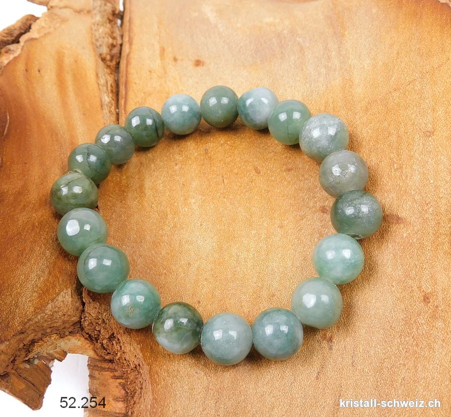 Armband Jadeit - Edel Jade 10 mm / 18 cm. Unikat