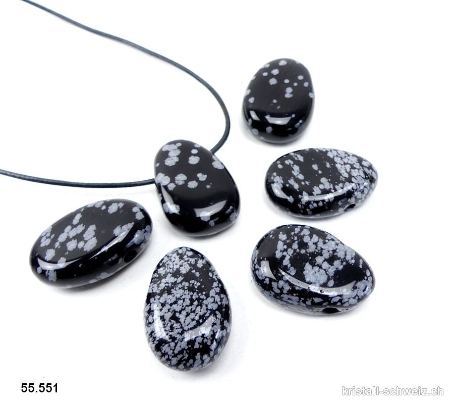 Obsidian Schneeflocken gebohrt mit Lederband