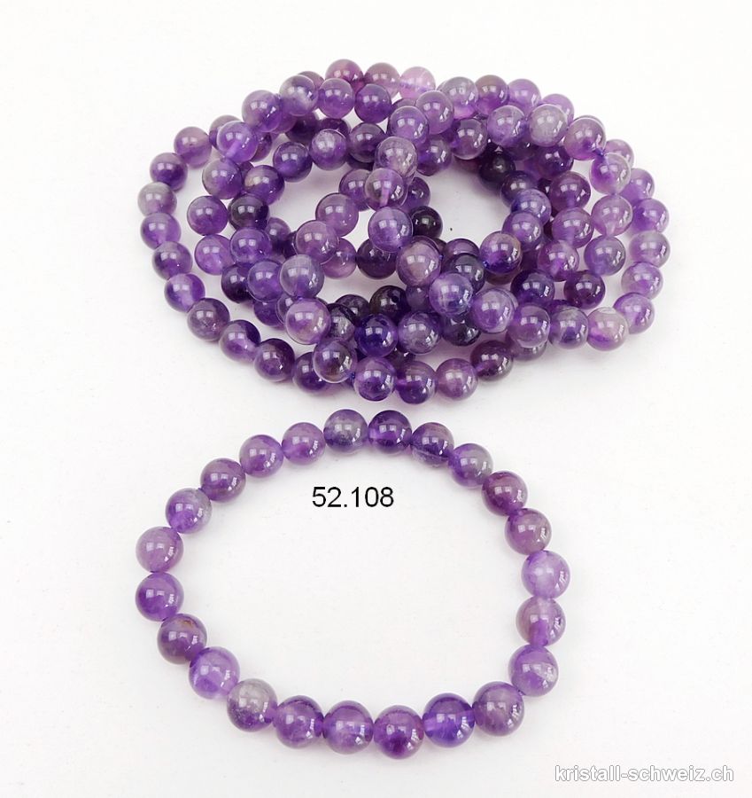 Armband Amethyst 8 - 8,5 mm / 19 cm. Gösse M-L