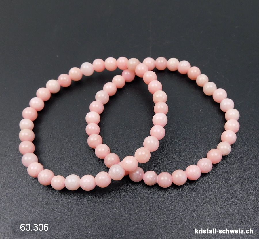 Armband Opal rosa - Andenopal 6 mm, elastisch 18 cm. Grösse M