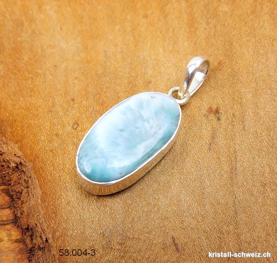 Anhänger Larimar 2,4 cm an Silberfassung. Unikat