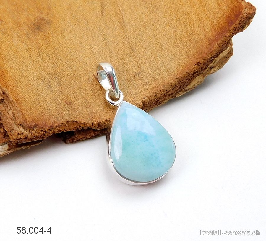 Anhänger Larimar 2 cm an Silberfassung. Unikat