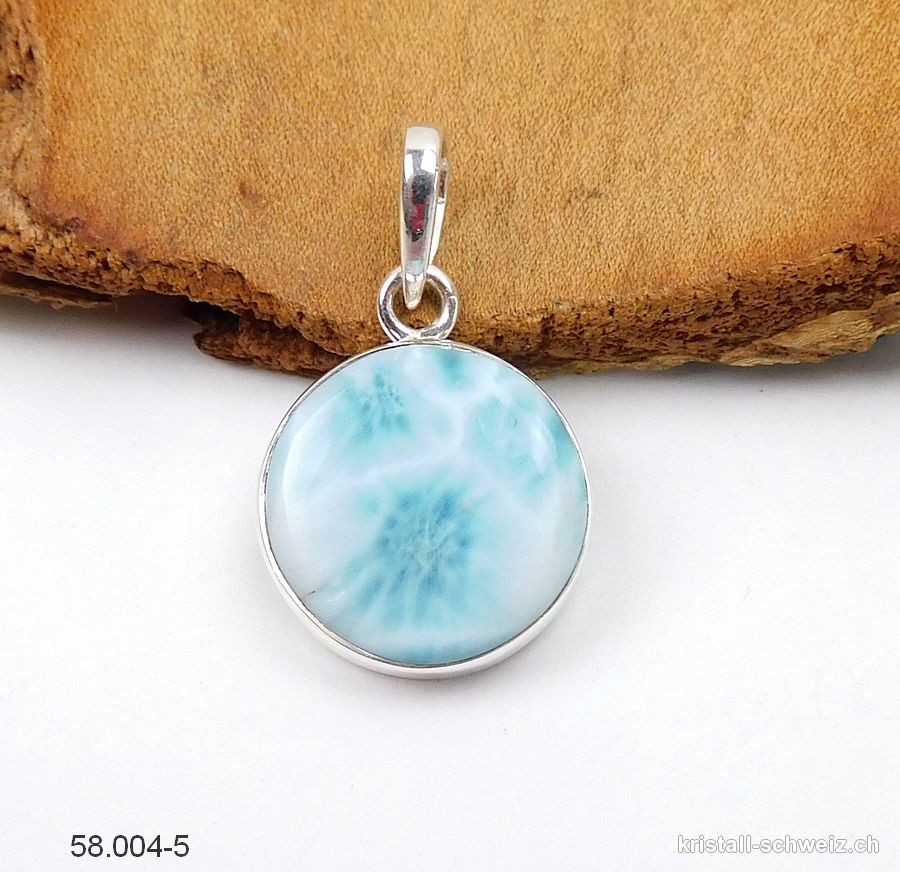 Anhänger Larimar 1,8 cm an Silberfassung. Unikat