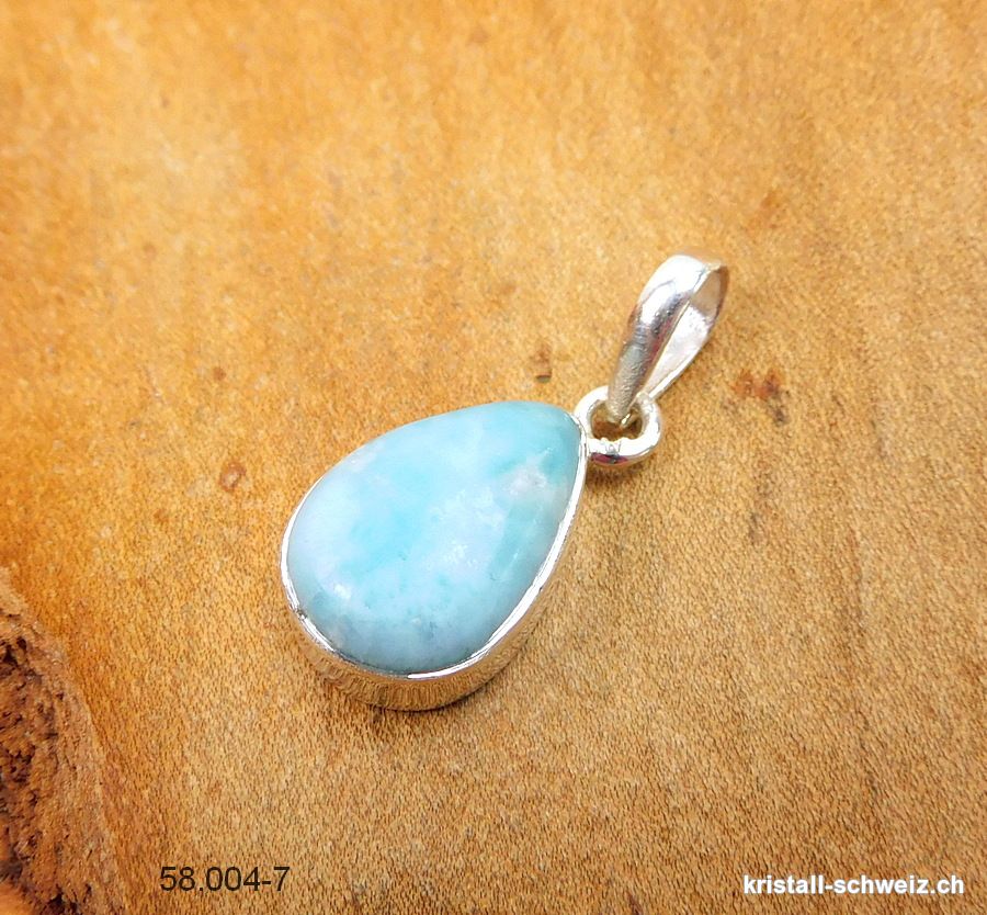 Anhänger Larimar 1,6 cm an Silberfassung. Unikat