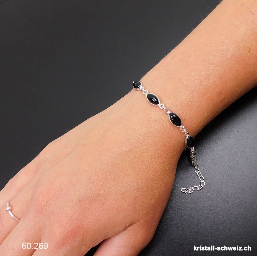 Armband Onyx schwarz aus 925 Silber. AA-Qual.