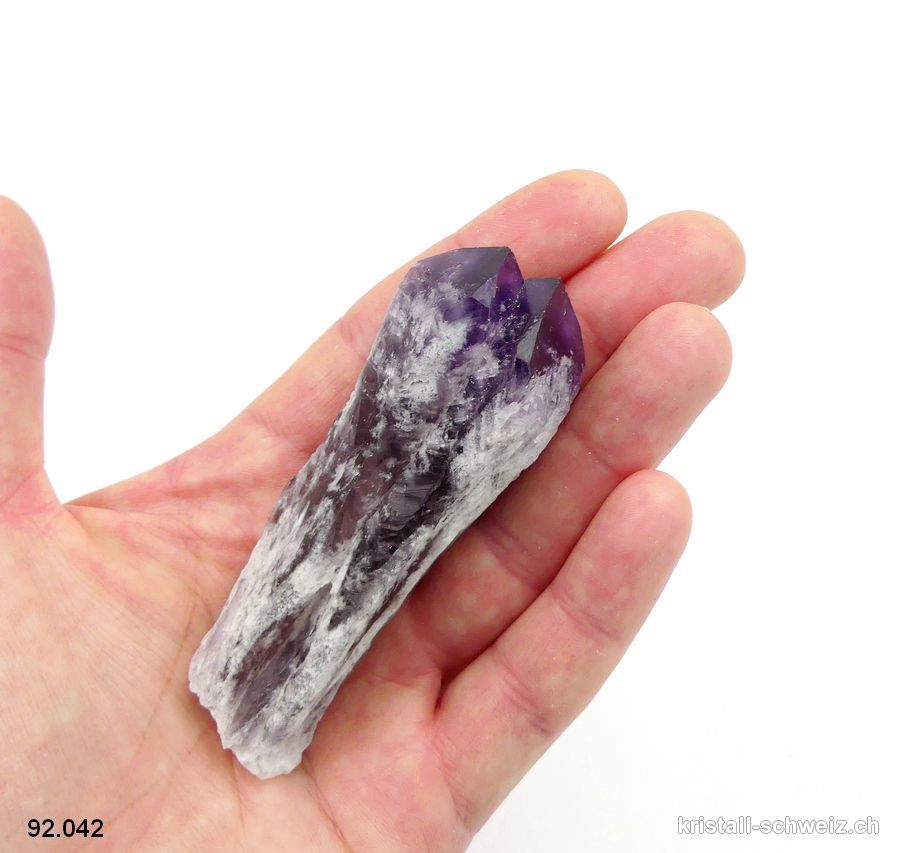 Amethyst Doppel Rohspitze, 8,2 cm. Unikat