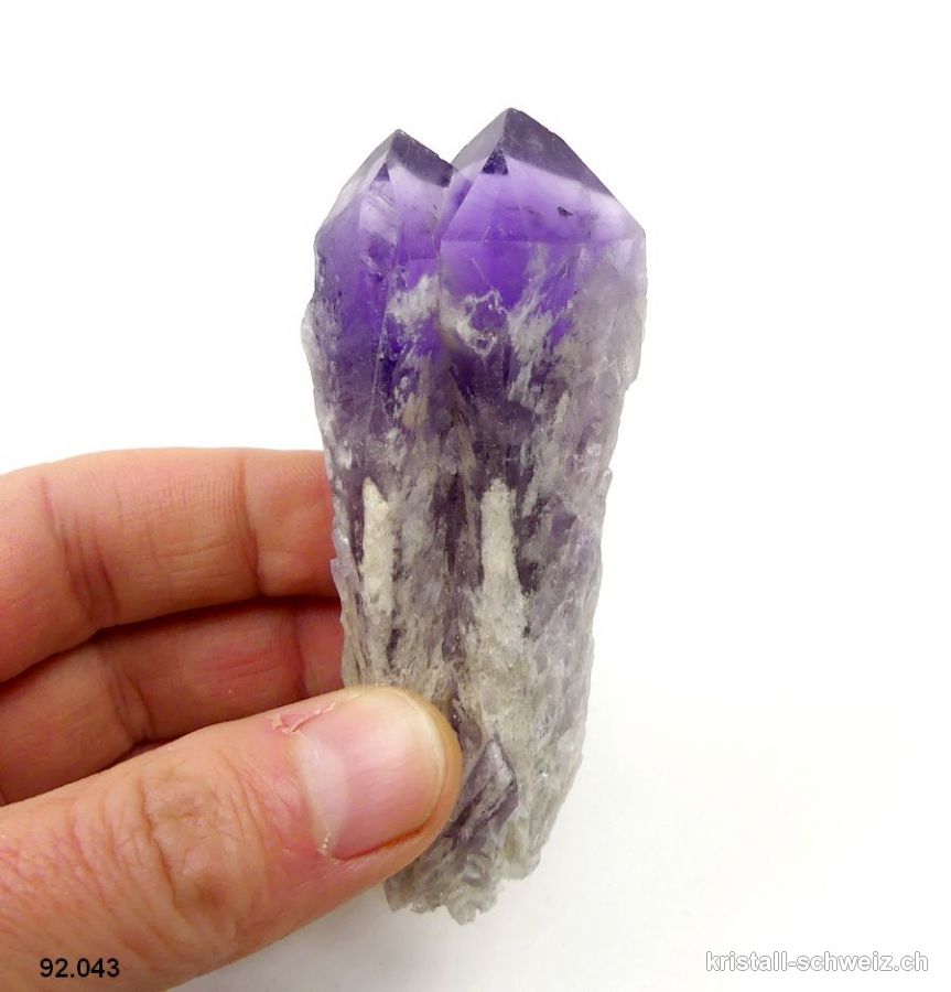 Amethyst Doppel Rohspitze, 8,4 cm. Unikat