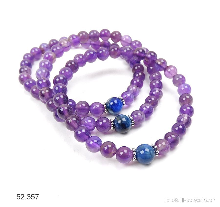 Armband Amethyst - Kyanit blau 6 mm / 18,5 cm