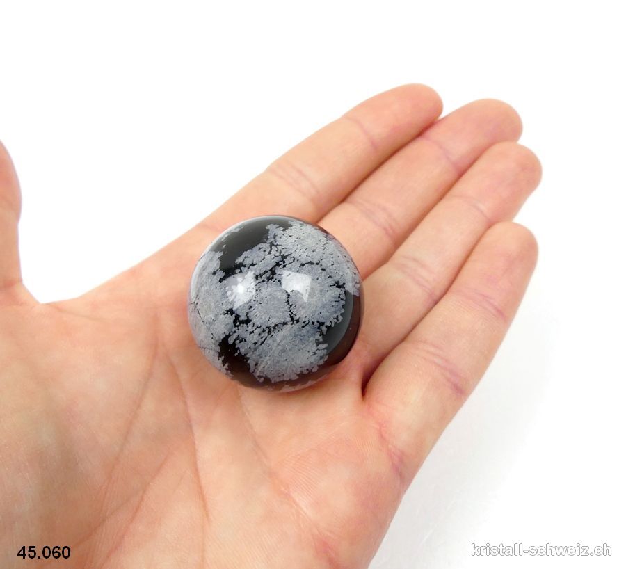 Kugel Obsidian Schneeflocken aus Mexiko Ø 3,1 cm. Einzelstück