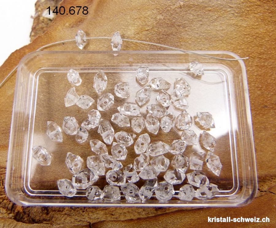 Herkimer Diamant Doppelender, Typ Himalaya gelocht. Länge 5 bis 7 mm. SONDERANGEBOT