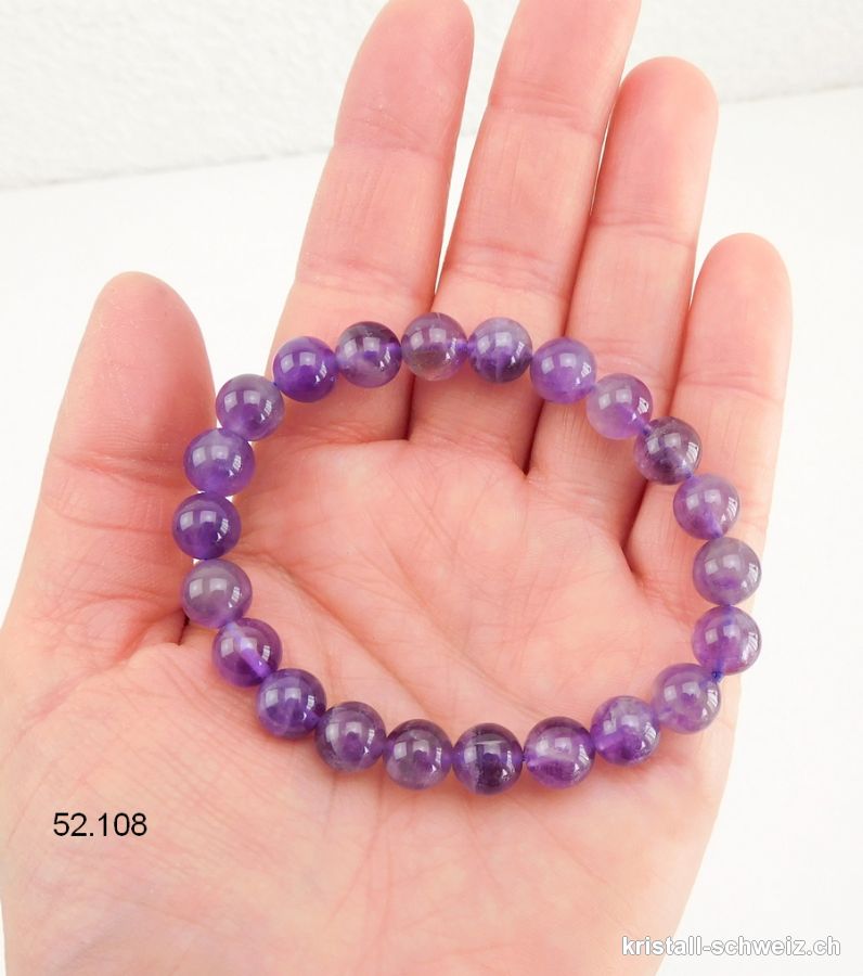 Armband Amethyst 8 - 8,5 mm / 19 cm. Gösse M-L