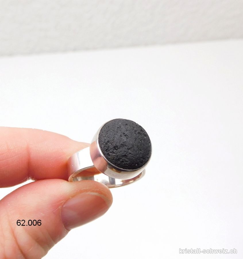 Ring Lava Stein Massiv aus 925 Silber. Gr. 55