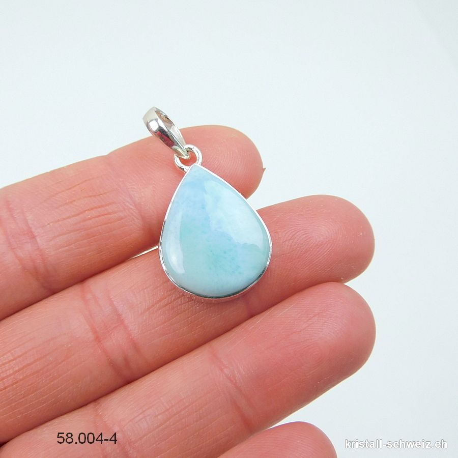 Anhänger Larimar 2 cm an Silberfassung. Unikat