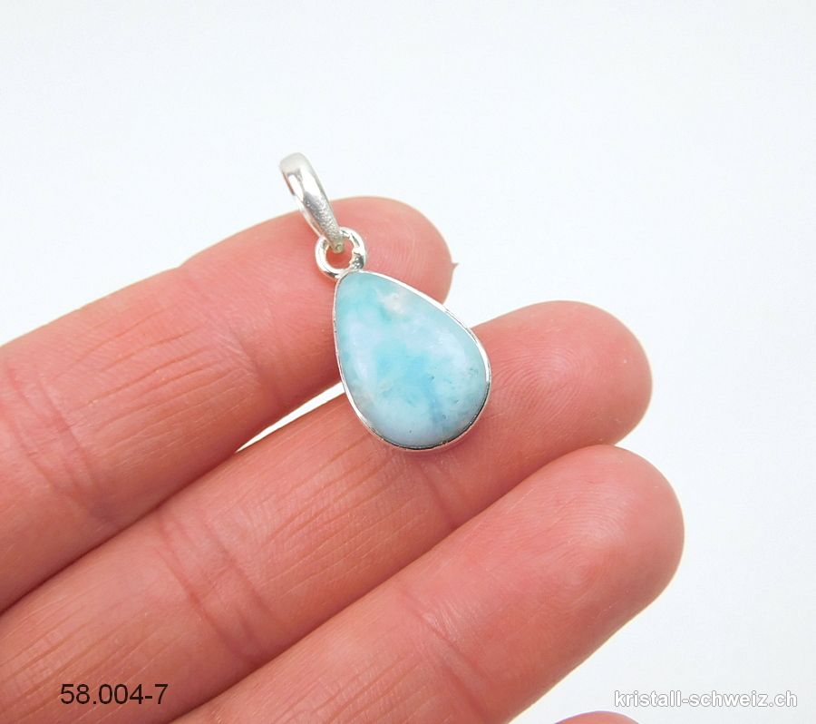 Anhänger Larimar 1,6 cm an Silberfassung. Unikat