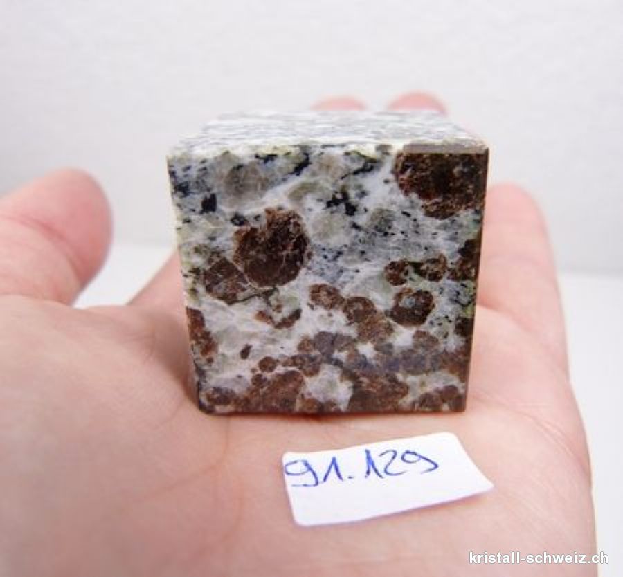 Granat in Gneiss Matrix Schweiz, Würfel 3 x 3 cm. Unikat