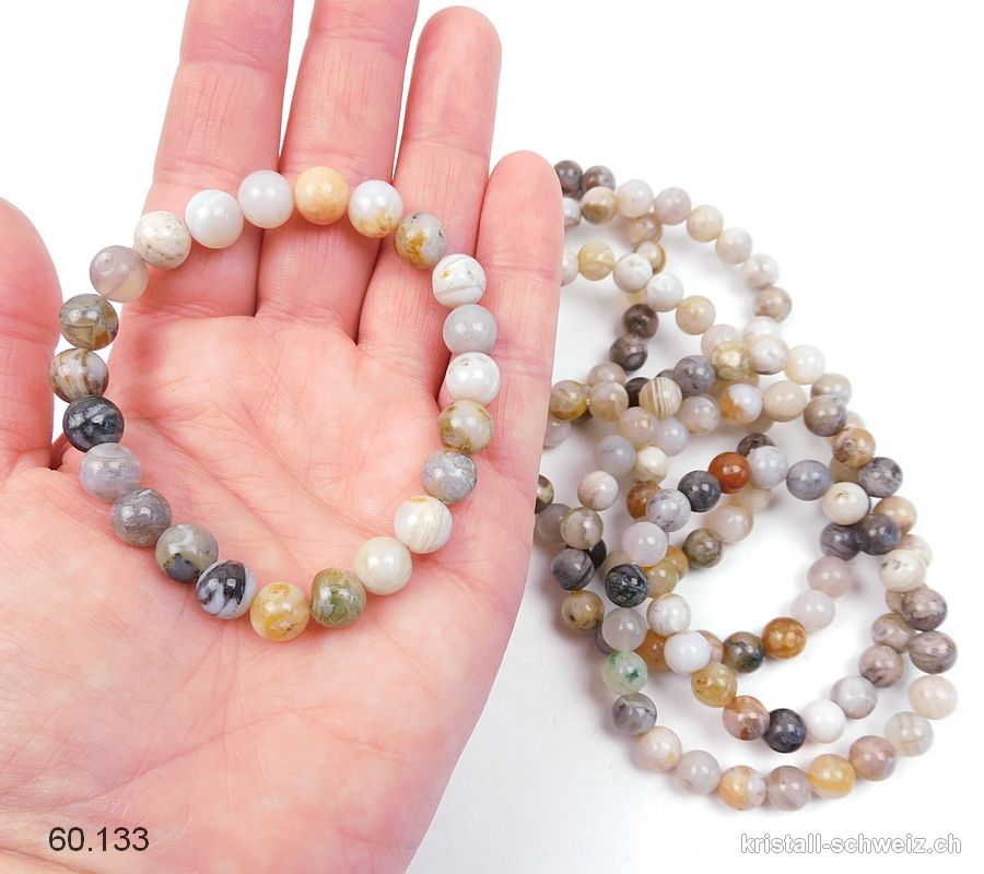 Armband Achat bunt 8,5 mm / 18,5 - 19 cm